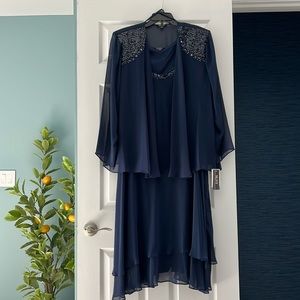 SLNY Two Piece Sequin Navy Dress Set